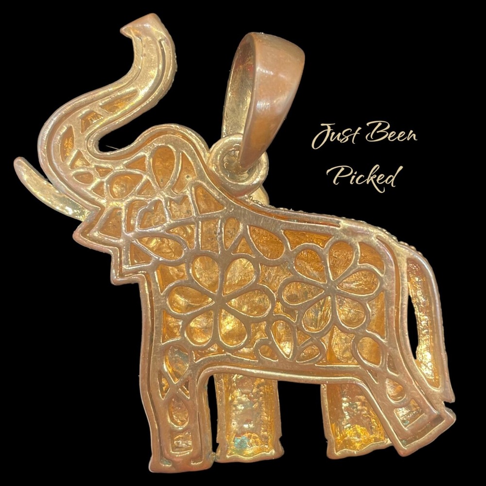 Vintage‎ Rhinestone Elephant Pendant - Picture 2 of 2